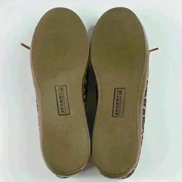 Sperry Top Sider Boat Shoes Sparkly Leopard Brown Black Raw Hide Lace Size 7.5M - Picture 13 of 16